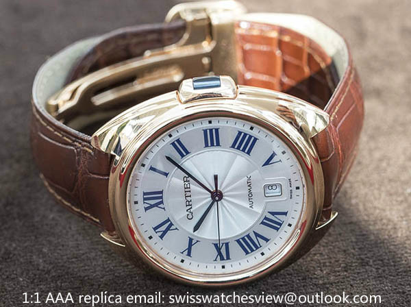 Cartier CLE DE CARTIER 40mm 18k Pink/Rose Gold leather strap 1:1 replica WGCL0004